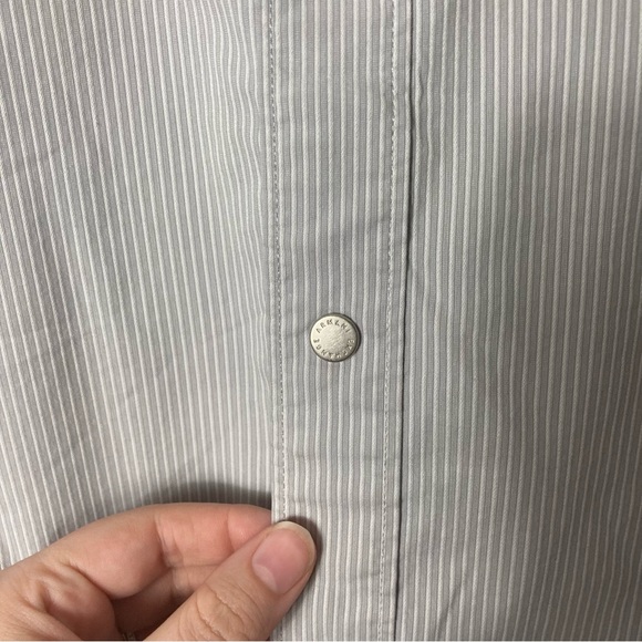 Armani Exchange gray textured stripe snap button up shirt mens S slim - Picture 7 of 11
